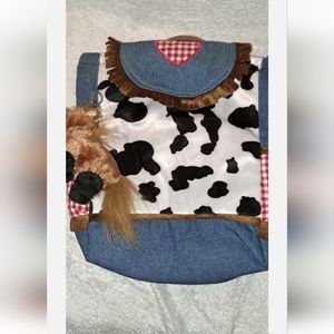 Sweet Little Girl (Toddler) Fun backpack.  Cow Fabric with Soft Denim NWT